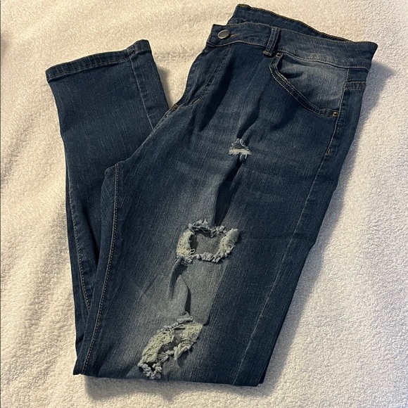 Pants - Distressed Blue Women's Jeans, Size 2XL